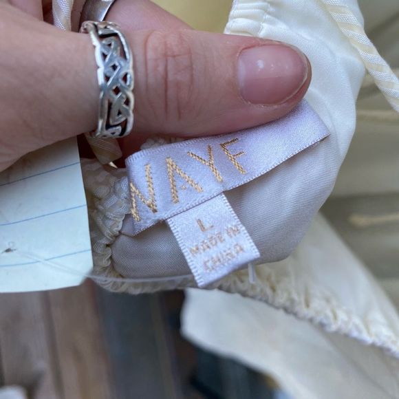 WAYF Tie Back Tiered Mini Dress in Cream Size Large, MSRP $138 - Picture 7 of 9